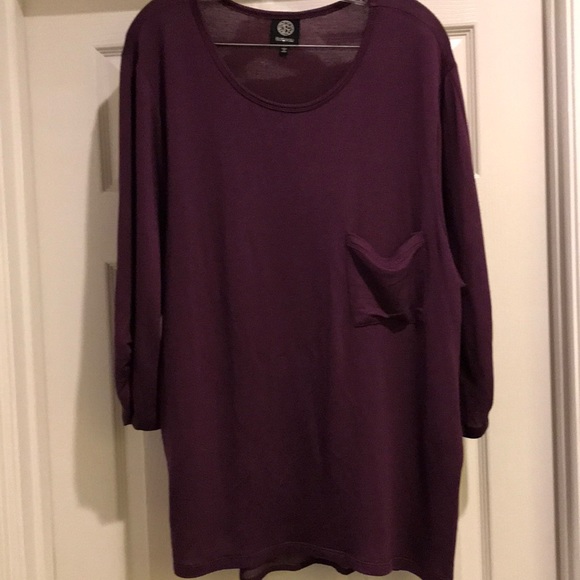 Bobeau Purple Knotted Sleeve Shirt 1X - Picture 1 of 7